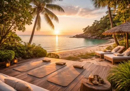 Detox retreat Koh Samui overlooking the ocean in a calm island wellness setting