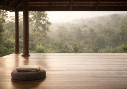 meditation retreat thailand hero image — serene open-air meditation pavilion in Thailand