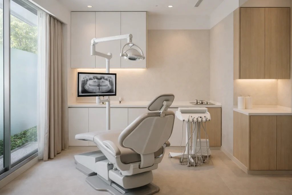 Quiet dental consultation room in Thailand offering clarity before deciding on Dental Implants Thailand Cost.