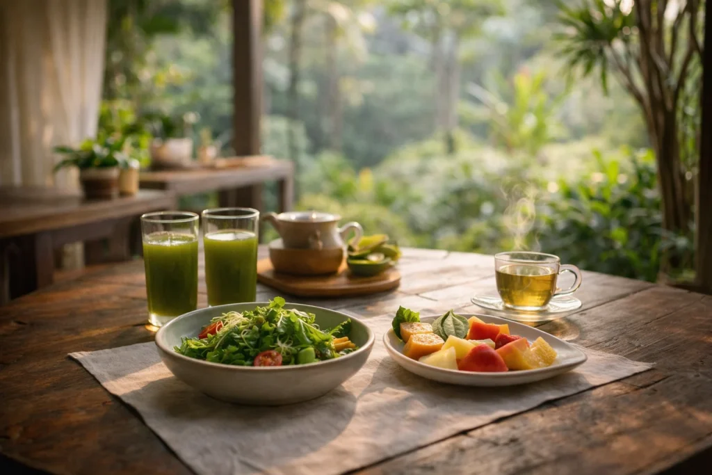 Natural detox program at a Koh Samui wellness resort with clean food and herbal drinks