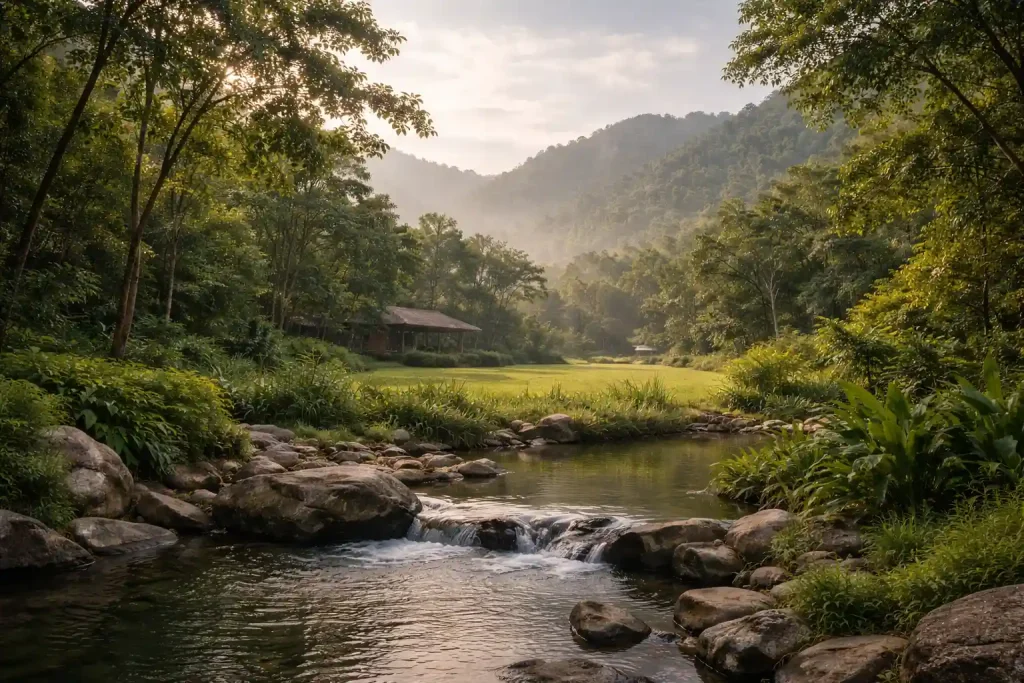 Nature-rich Thailand landscape supporting a holistic retreat experience