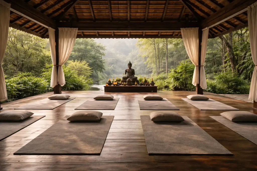 Wellness-based silent retreat meditation space in Thailand
