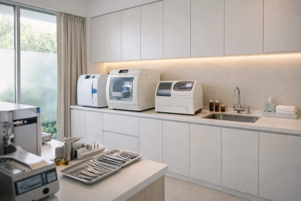 Professional dental laboratory in Thailand emphasizing hygiene and safety behind Dental Implants Thailand Cost.