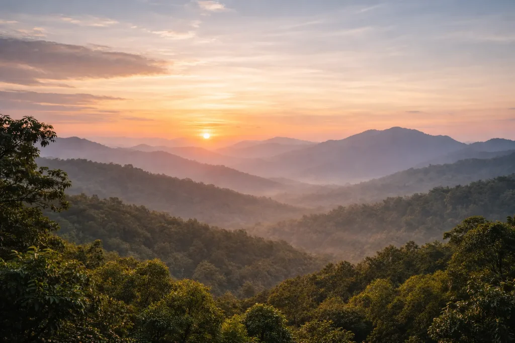 Peaceful sunset horizon in Chiang Mai symbolizing gentle detox completion