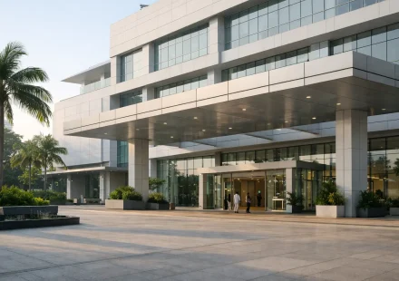 Health Check Up Thailand (2026): A Gentle, Trusted Guide for International Travelers health check up Thailand — calm morning view of a modern international hospital entrance with greenery