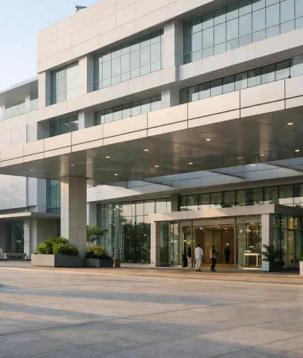 Health Check Up Thailand (2026): A Gentle, Trusted Guide for International Travelers health check up Thailand — calm morning view of a modern international hospital entrance with greenery