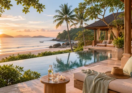 Beach wellness resorts Thailand coastal luxury wellness escape at sunrise