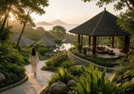 Burnout recovery retreat wellness resort in Thailand surrounded by calm tropical nature