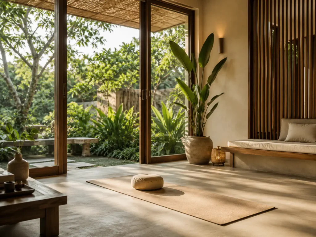 Quiet wellness retreat space in Thailand designed for burnout recovery and emotional rest