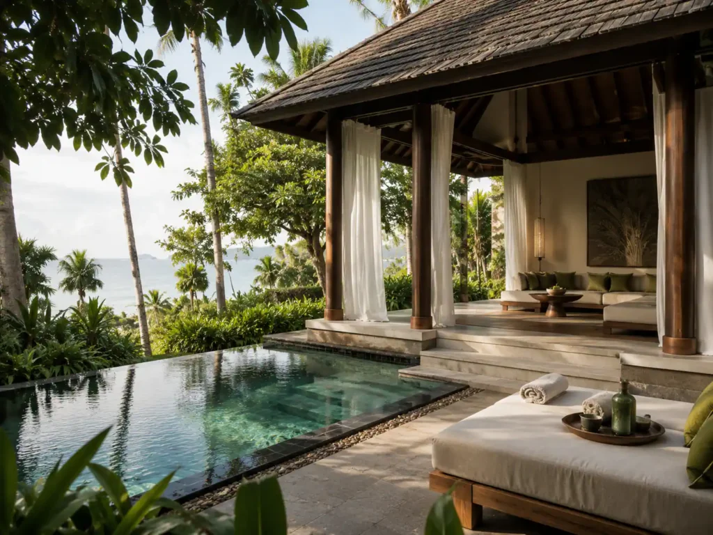 Private luxury villa at wellness resorts for couples Thailand with calm tropical design