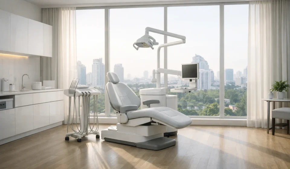 Teeth whitening Bangkok modern clinic interior with calm professional atmosphere