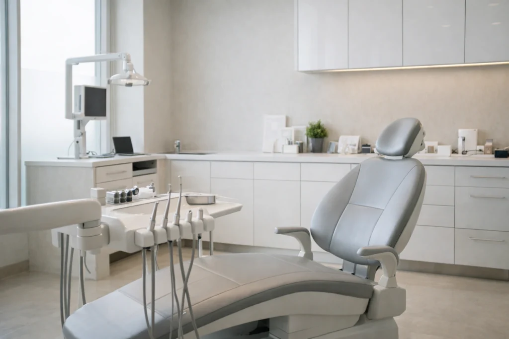 A calm dental consultation space in Thailand where veneer options and expectations are carefully discussed.