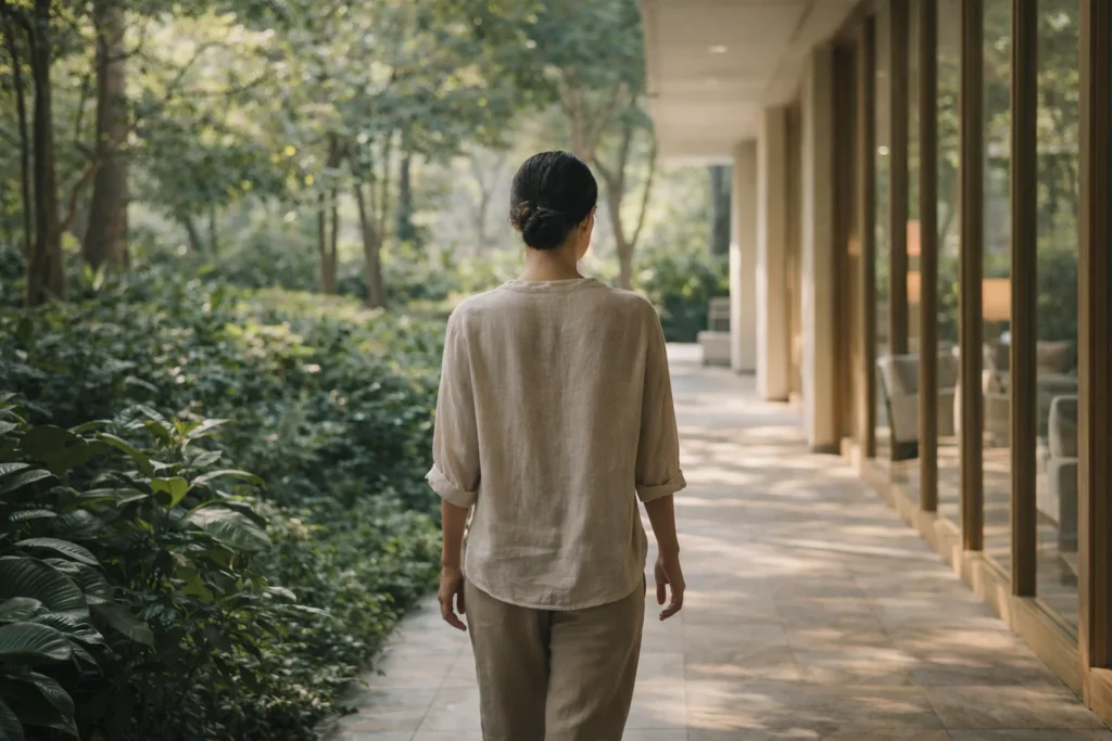 A guest experiencing gentle support inside a wellness hotel Bangkok stay focused on recovery.