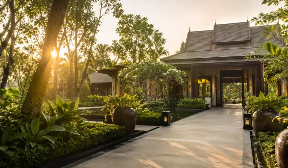 Best Wellness Resorts Near Bangkok luxury wellness retreat surrounded by tropical gardens in Thailand